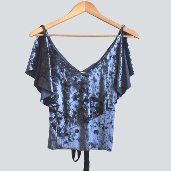 Zara Crushed Velvet Cropped Top Size S - Picture 2 of 5